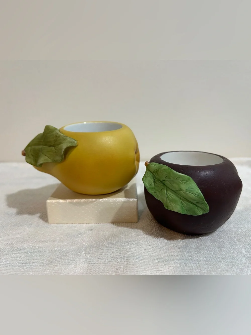 Vtg Set PartyLite Ceramic Fruit Tea Light Votive Candle Holders Holder Farmhouse